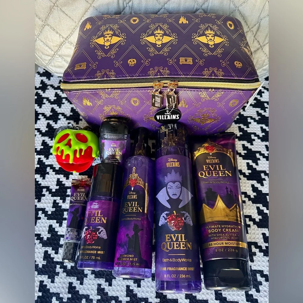 NEW B&BW 8pc Evil Queen Body Care Set & NWT Large  Cosmetic Bag, Disney Villains - Picture 4 of 12